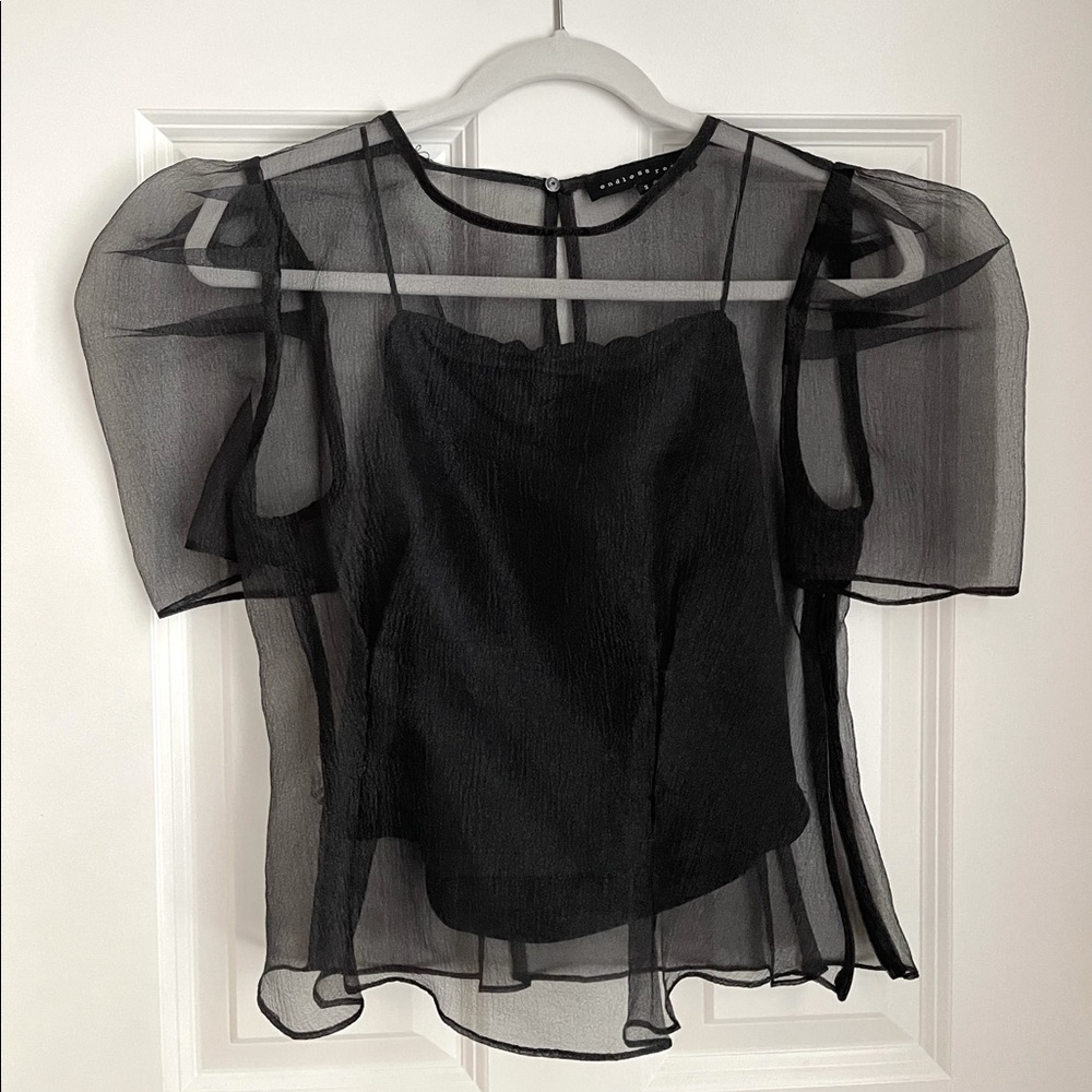 Black Puff Sleeve Top